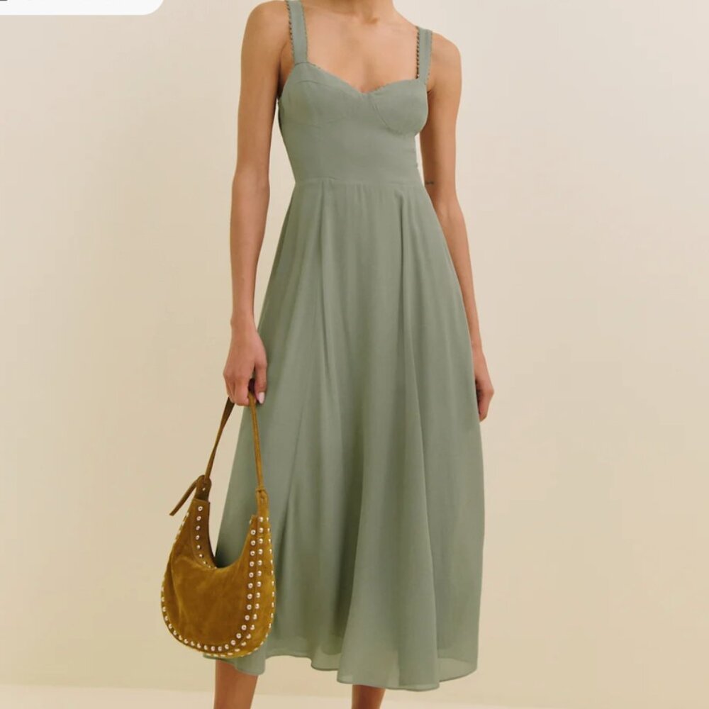 Reformation Lela Dress Green - Size 8